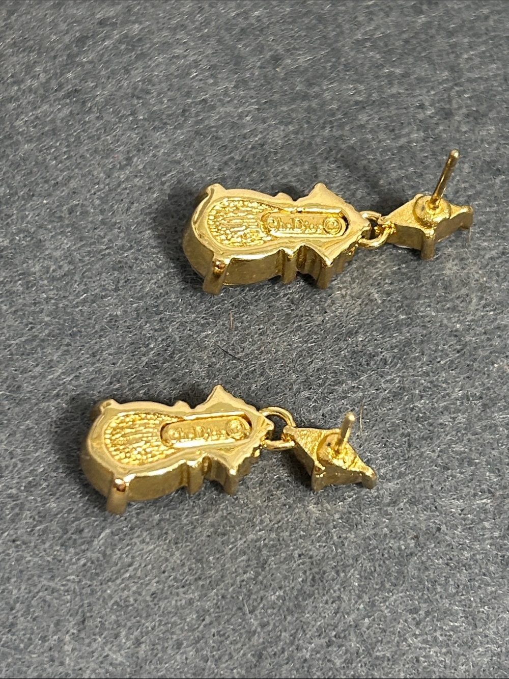 Dior Gold Teardrop Crystal Drop Earrings - Picture 5 of 7